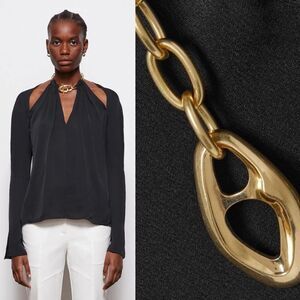Jonathan Simkhai Krishna Black Long Sleeve Chain Detail Blouse Size XS
